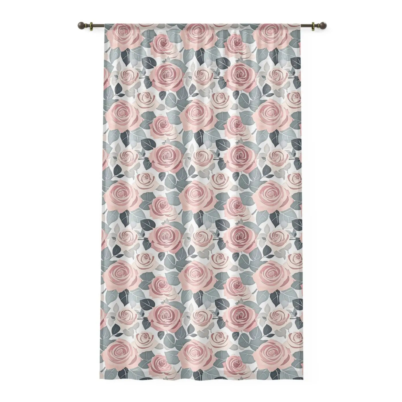 Elegant Rose Flower Window Curtains - Home Decor - DipaliZ