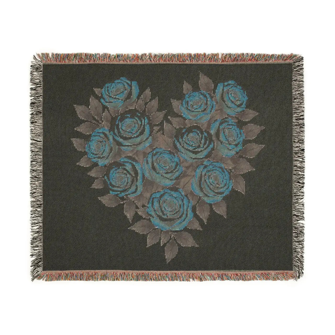 Cozy Rose Heart Woven Blanket - Warm Textile Sanctuary - DipaliZ