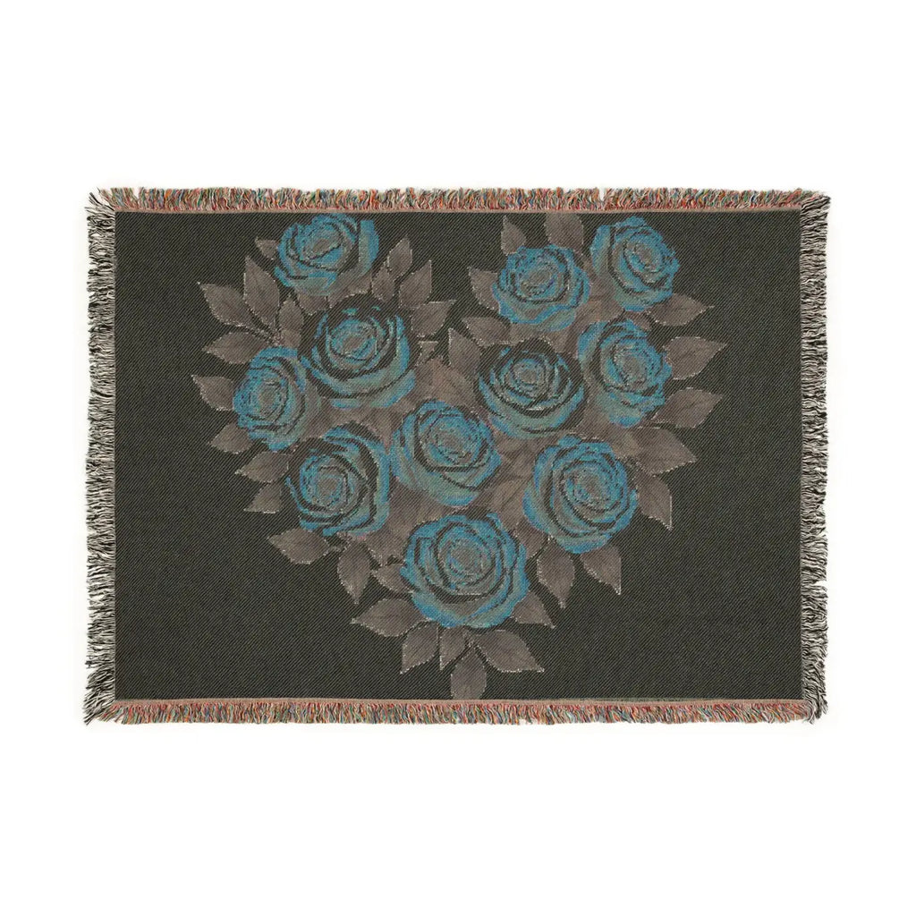 Cozy Rose Heart Woven Blanket - Warm Textile Sanctuary - DipaliZ