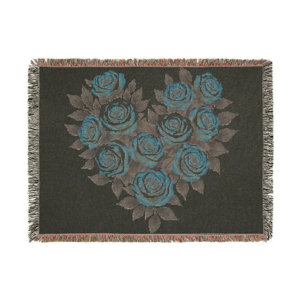 Cozy Rose Heart Woven Blanket - Warm Textile Sanctuary - DipaliZ