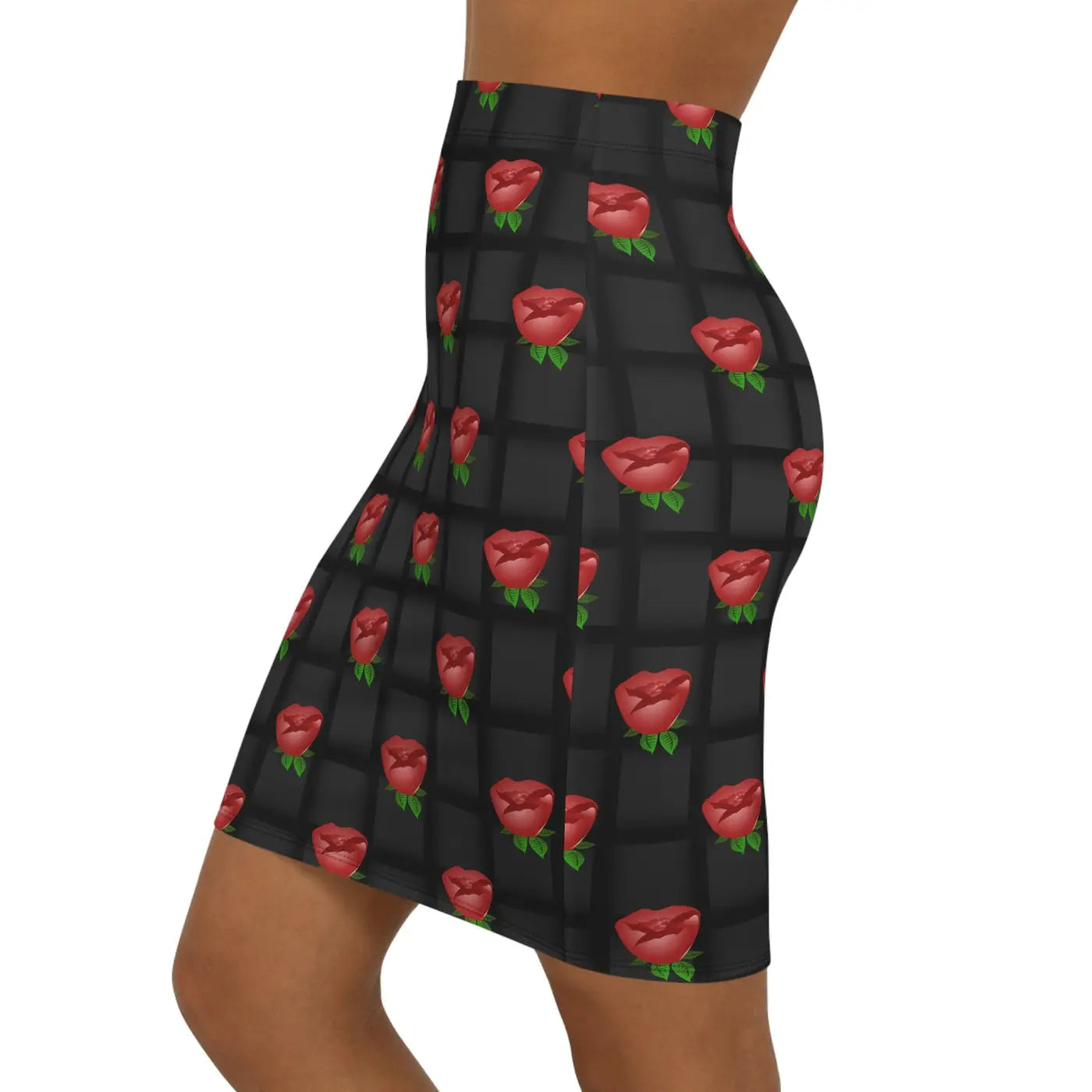 Roses Black Weaved Mini Skirt - Chic Statement Piece - DipaliZ