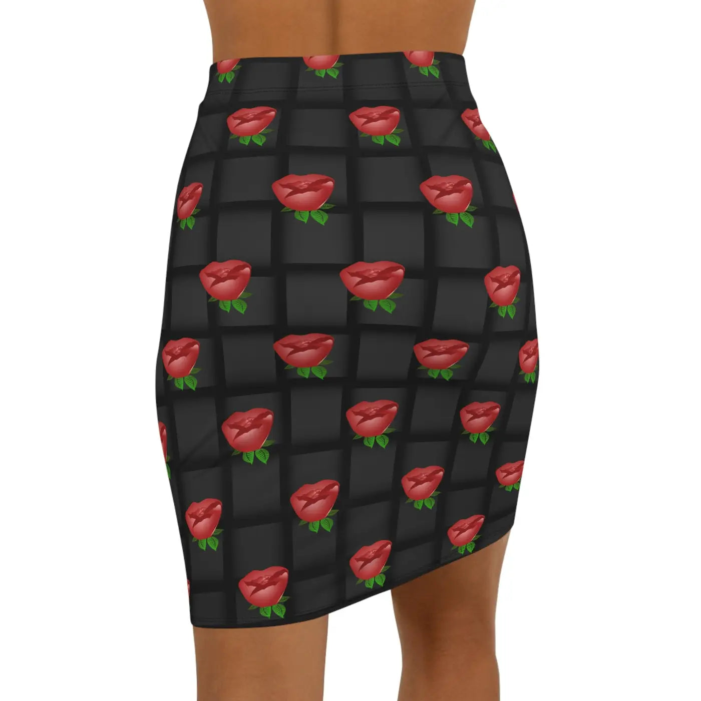 Roses Black Weaved Mini Skirt - Chic Statement Piece - DipaliZ