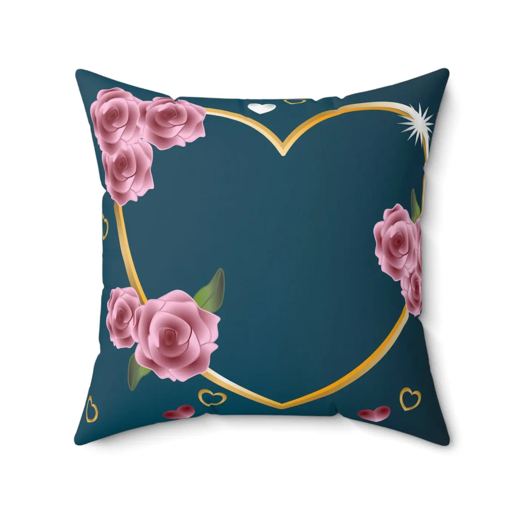 Vintage Floral Spun Polyester Square Pillow - Blue Rose - DipaliZ