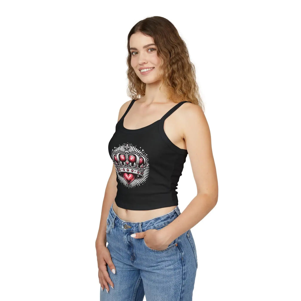 Royal Heart Crown Spaghetti Strap Tank - Regal Style - DipaliZ