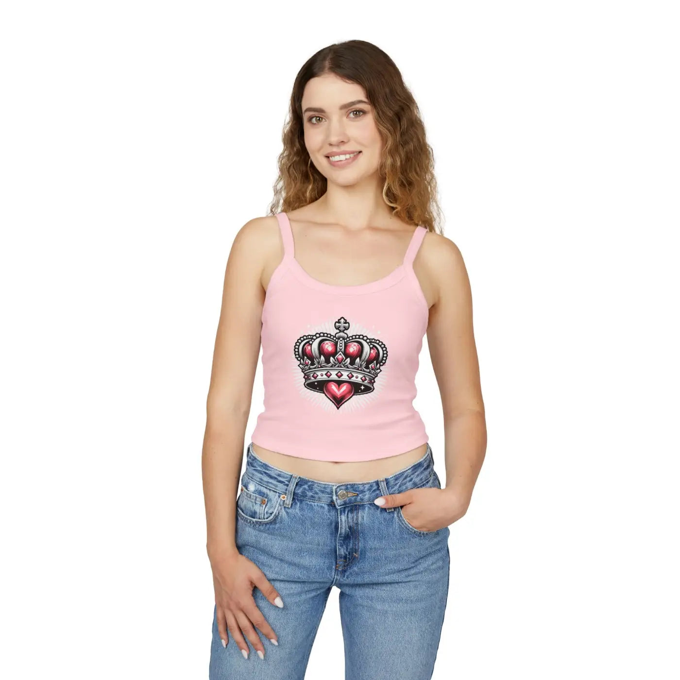 Royal Heart Crown Spaghetti Strap Tank - Regal Style - DipaliZ
