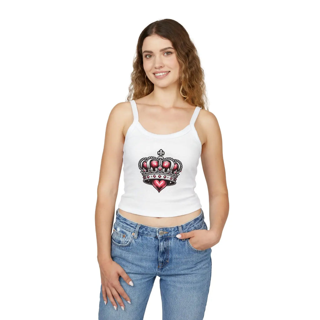 Royal Heart Crown Spaghetti Strap Tank - Regal Style - DipaliZ