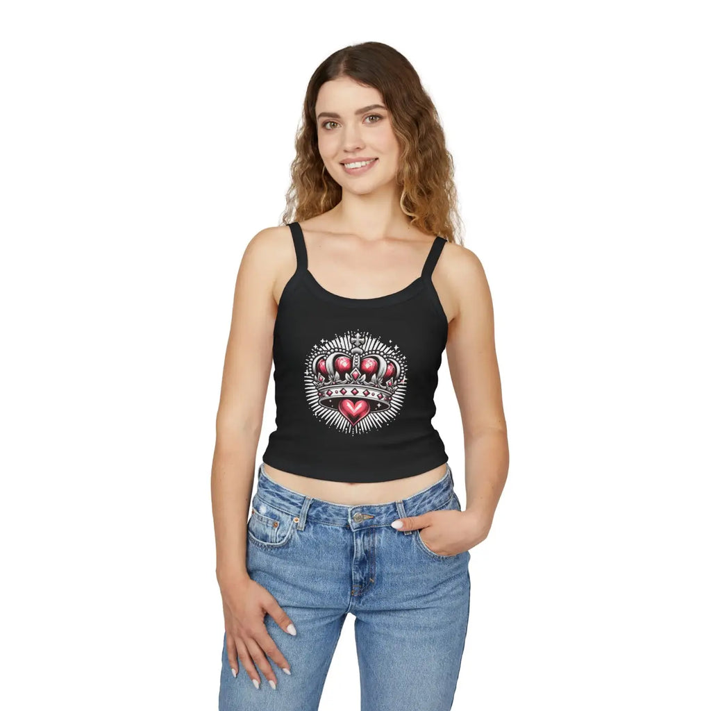 Royal Heart Crown Spaghetti Strap Tank - Regal Style - DipaliZ