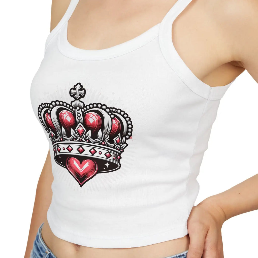 Royal Heart Crown Spaghetti Strap Tank - Regal Style - DipaliZ