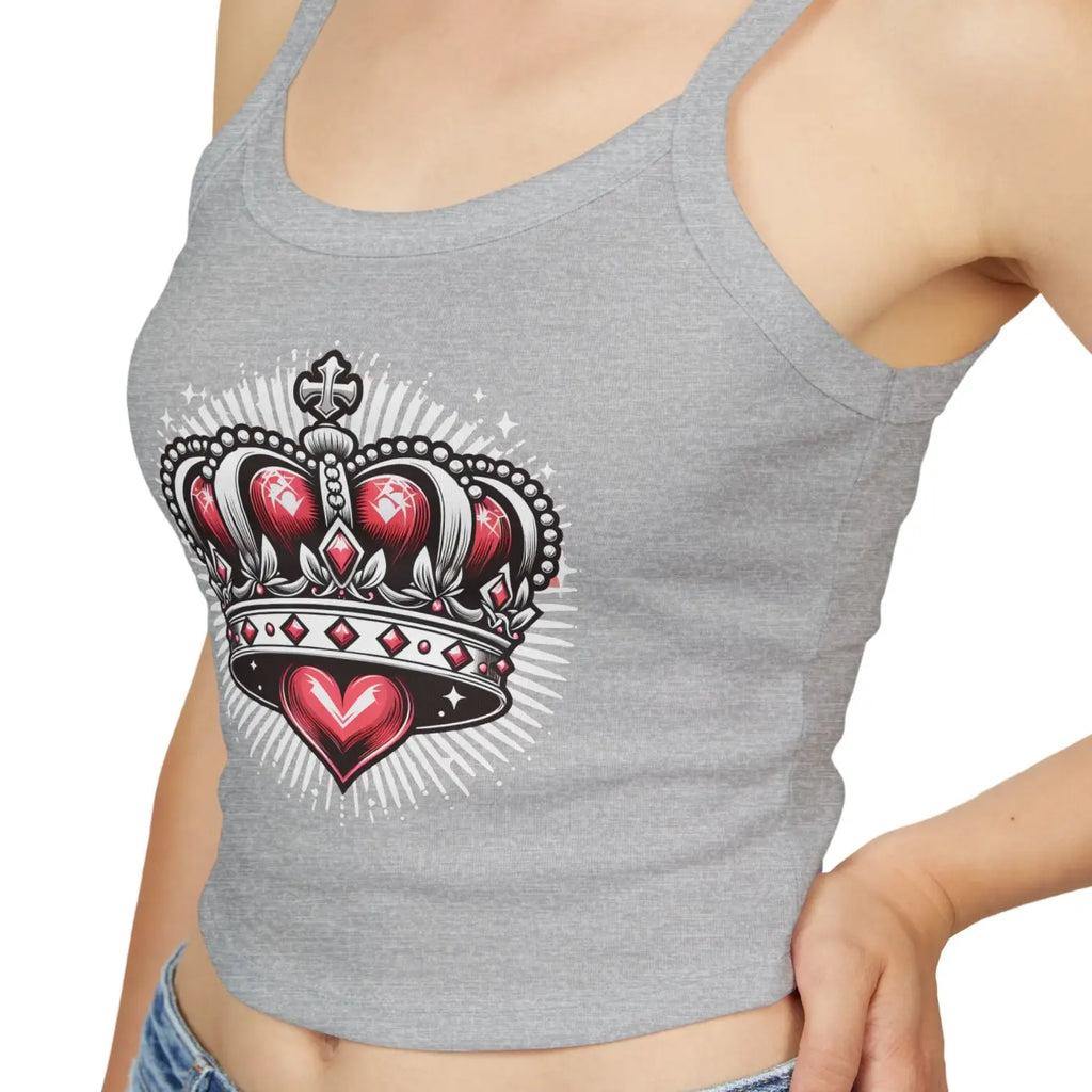 Royal Heart Crown Spaghetti Strap Tank - Regal Style - DipaliZ