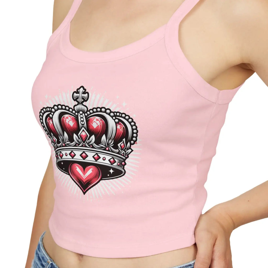 Royal Heart Crown Spaghetti Strap Tank - Regal Style - DipaliZ