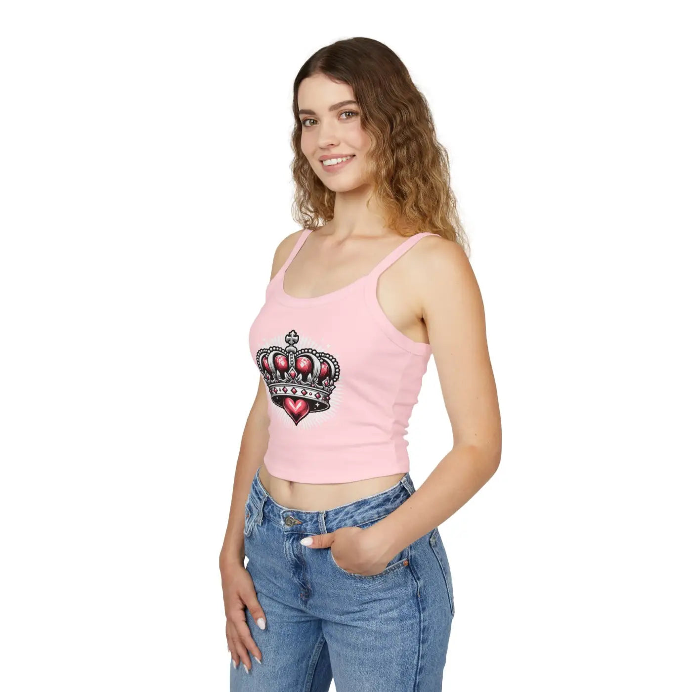 Royal Heart Crown Spaghetti Strap Tank - Regal Style - DipaliZ