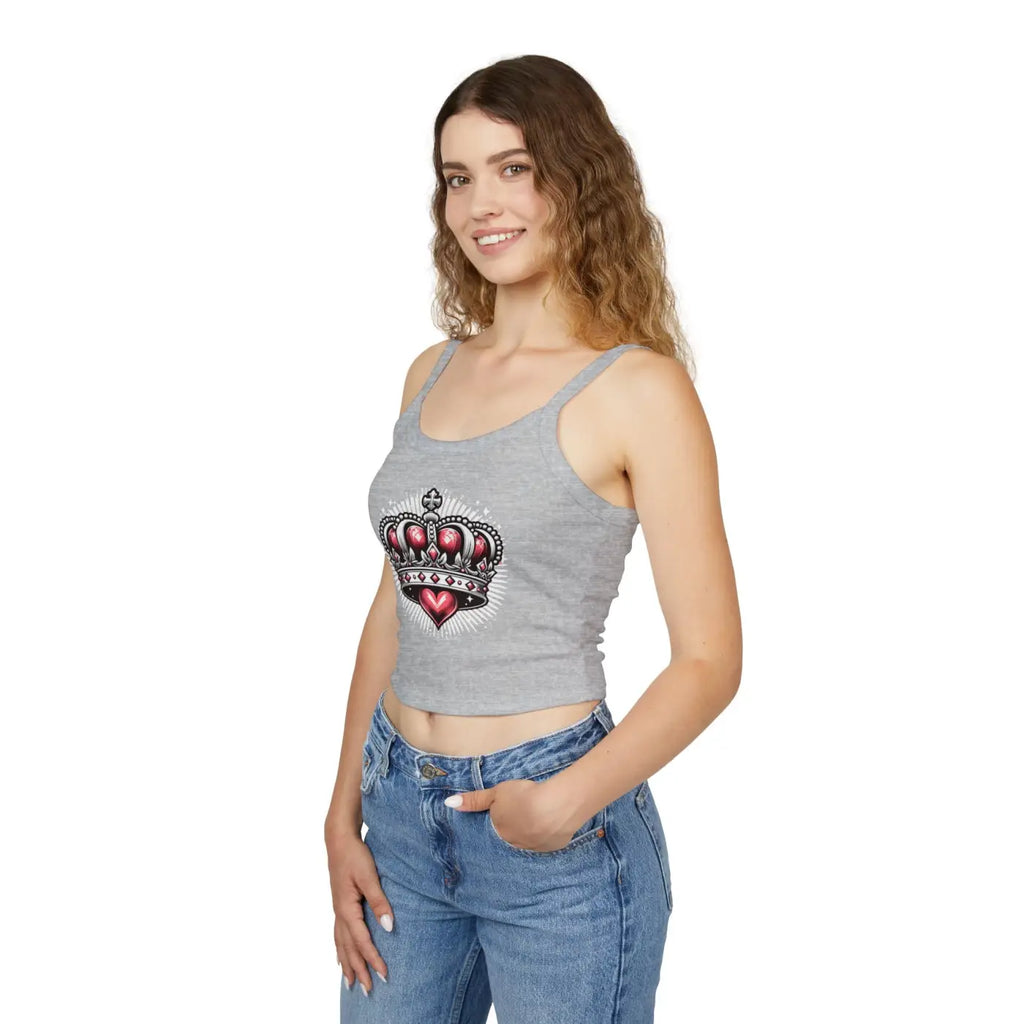 Royal Heart Crown Spaghetti Strap Tank - Regal Style - DipaliZ