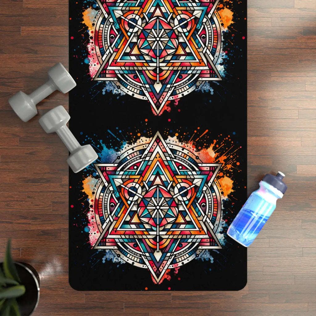 Vibrant Rubber Yoga Mat - Geometric Mandala Design - DipaliZ