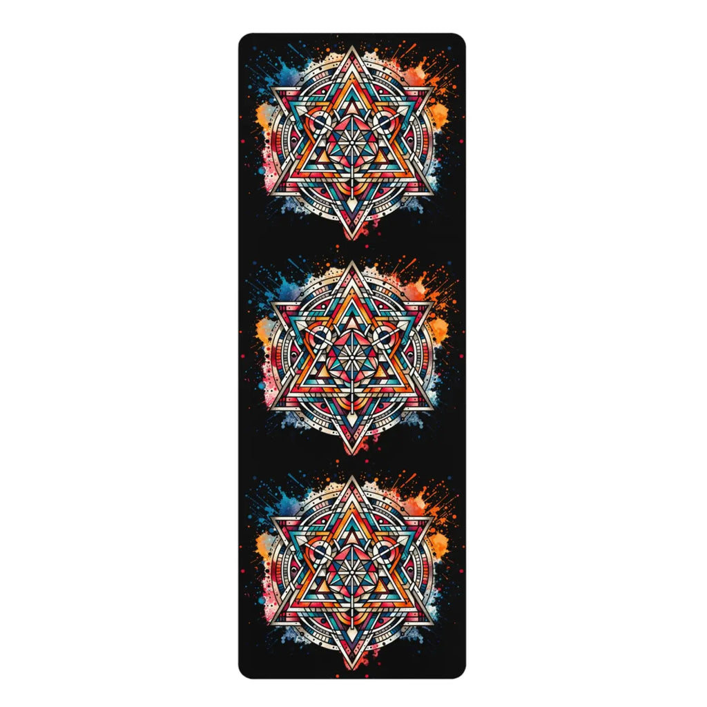 Vibrant Rubber Yoga Mat - Geometric Mandala Design - DipaliZ