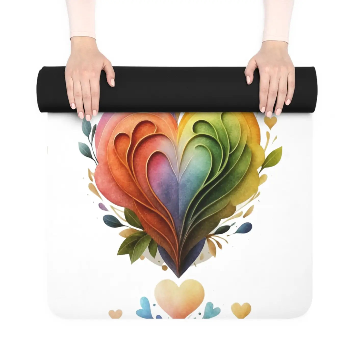 Colorful Hearts Rubber Yoga Mat - Anti-Slip Microfiber - DipaliZ
