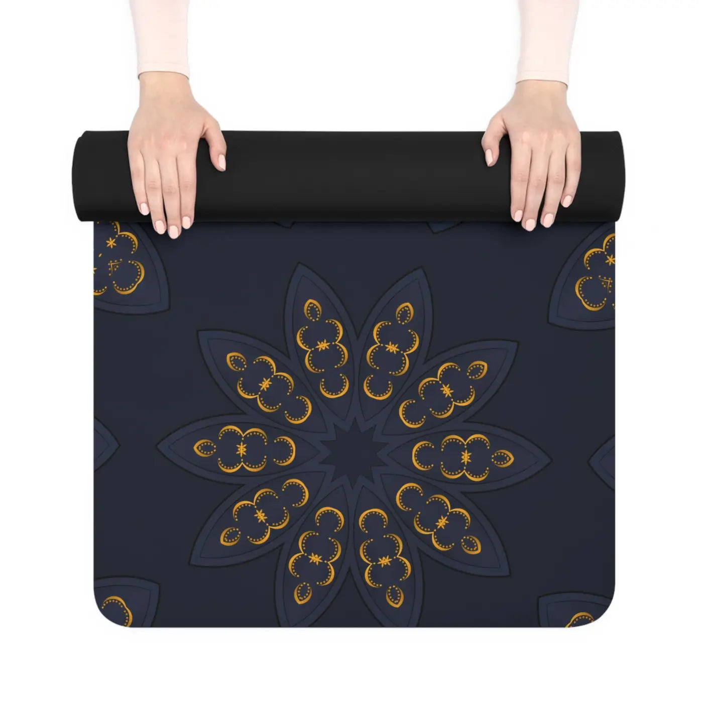 Geometric Rubber Yoga Mat - Navy Blue Design - DipaliZ