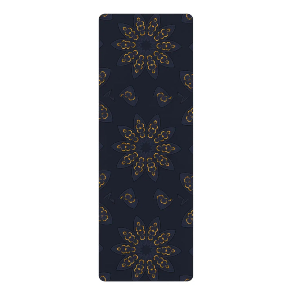 Geometric Rubber Yoga Mat - Navy Blue Design - DipaliZ