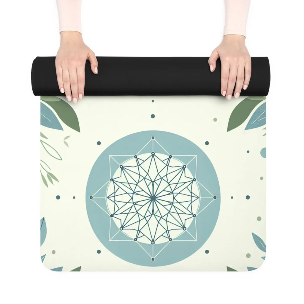 Teal Leaves Rubber Yoga Mat - Anti-Slip Microfiber - DipaliZ