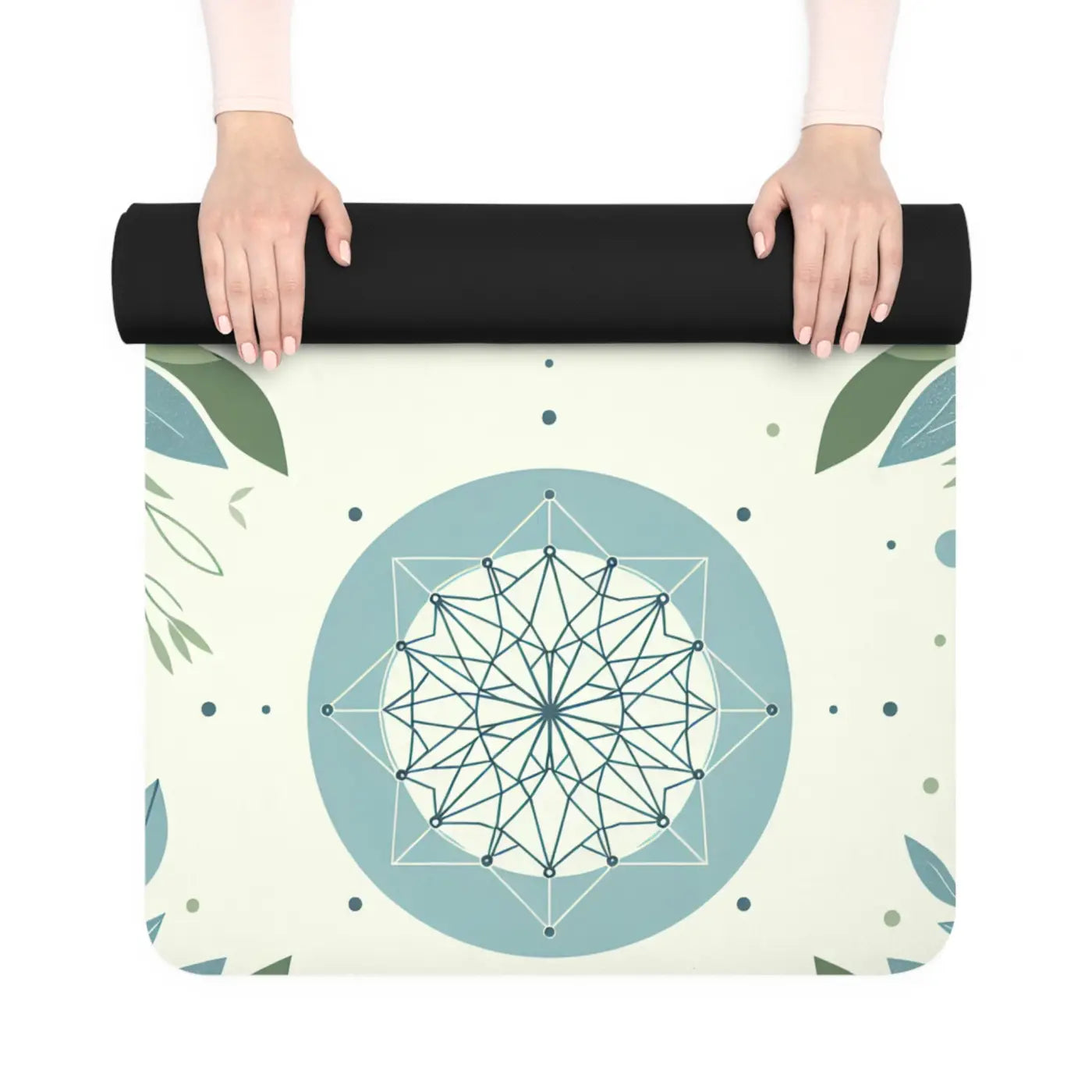 Teal Leaves Rubber Yoga Mat - Anti-Slip Microfiber - DipaliZ