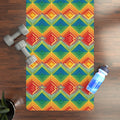 Vibrant Rainbow Rubber Yoga Mat - Geometric Design - DipaliZ