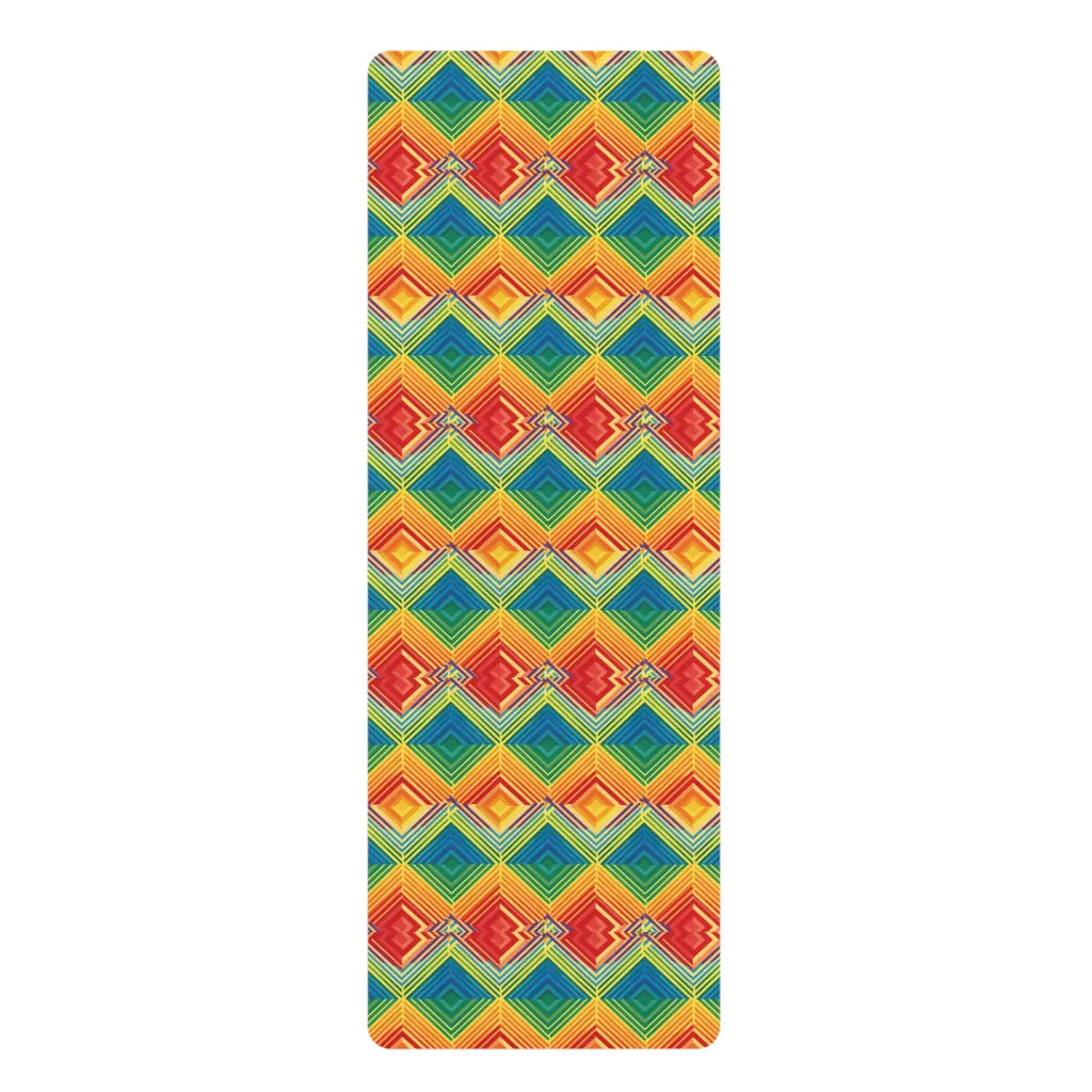 Vibrant Rainbow Rubber Yoga Mat - Geometric Design - DipaliZ