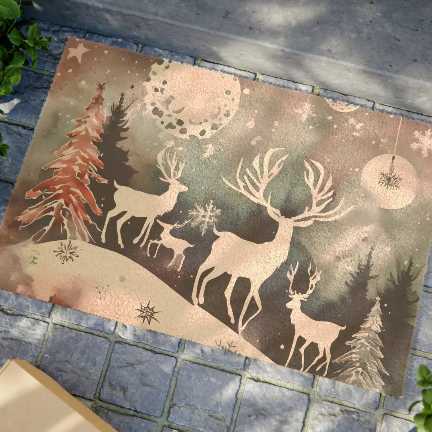 Festive Rudolf Reindeer Doormat - Christmas Tufted Coir - DipaliZ