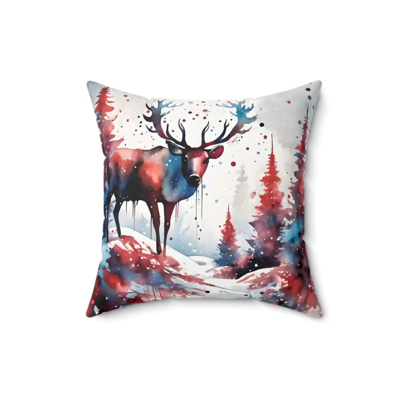 Rudolf Reindeer Spun Polyester Square Pillow - Christmas Decor - DipaliZ