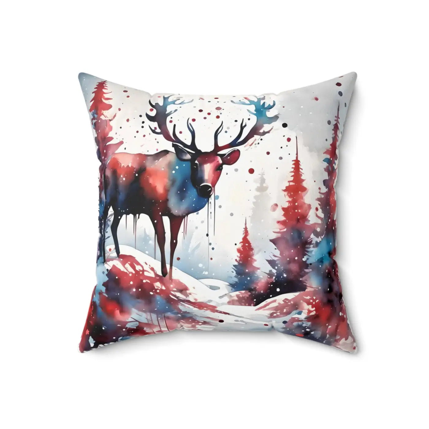 Rudolf Reindeer Spun Polyester Square Pillow - Christmas Decor - DipaliZ