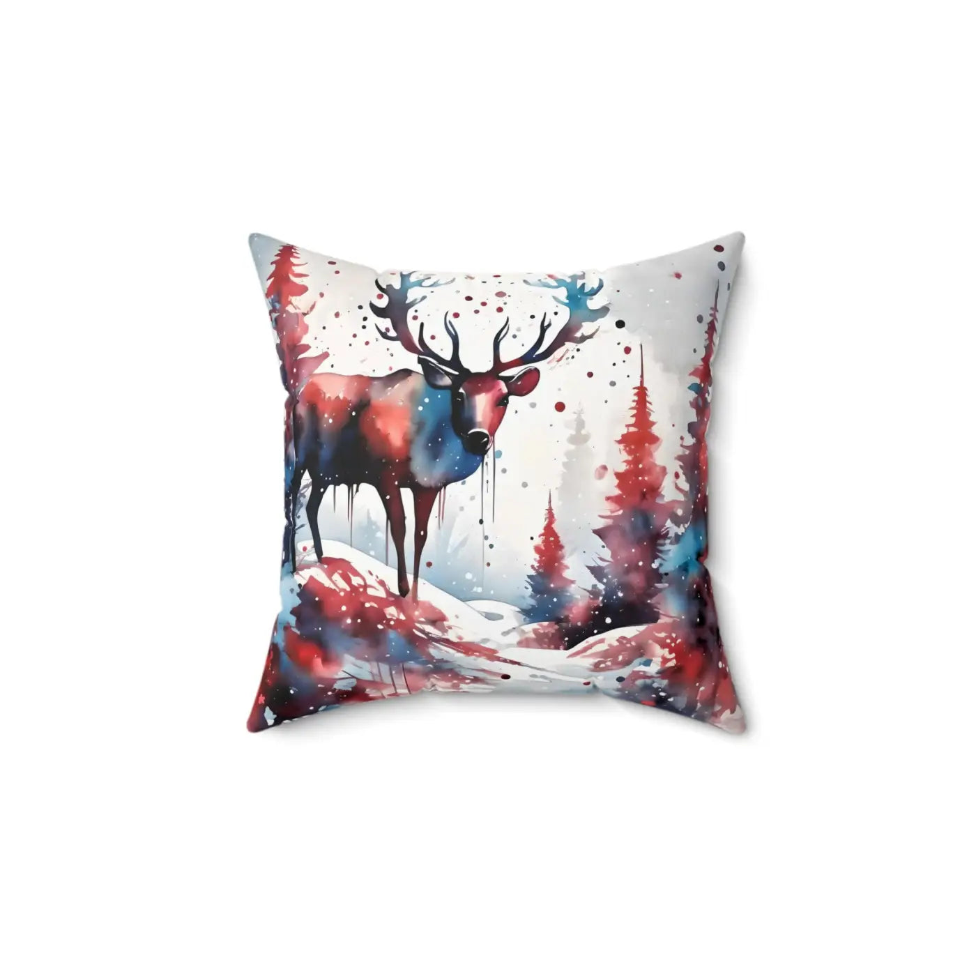 Rudolf Reindeer Spun Polyester Square Pillow - Christmas Decor - DipaliZ