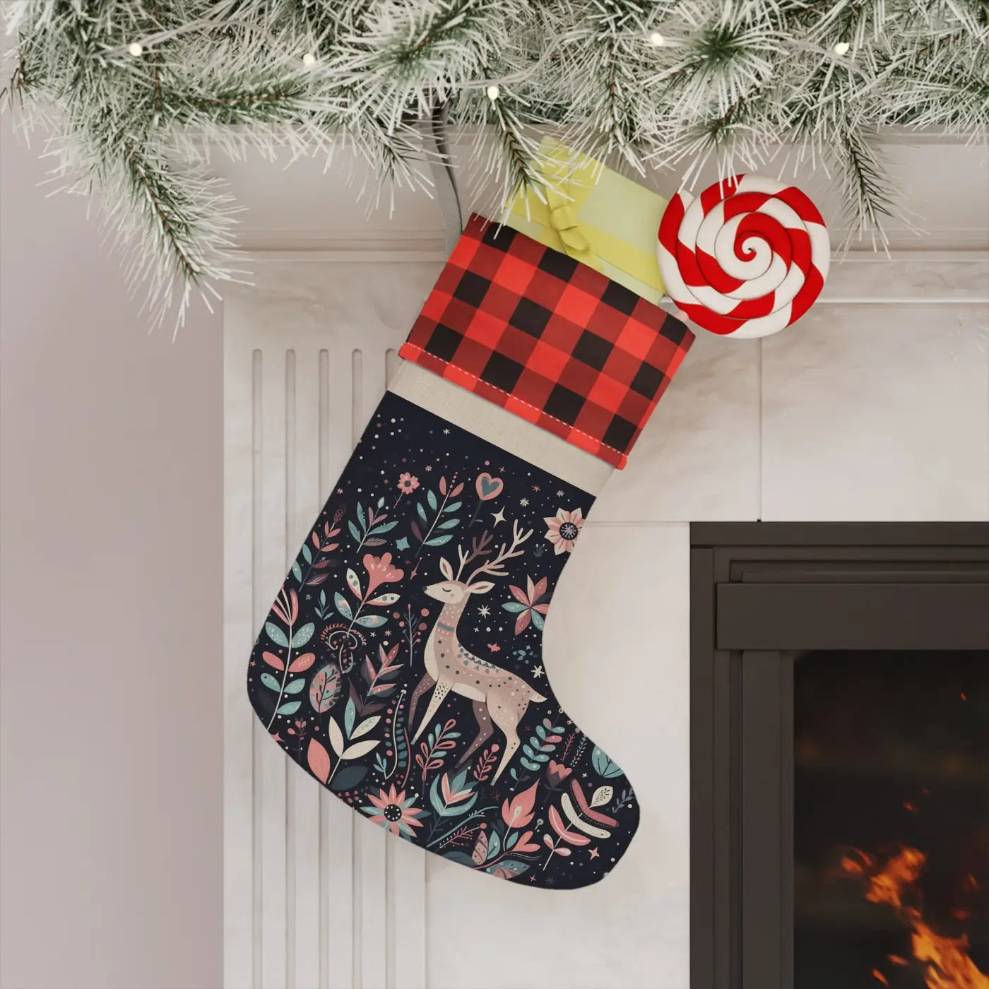 Personalized Rudolf Reindeer Christmas Stocking - DipaliZ
