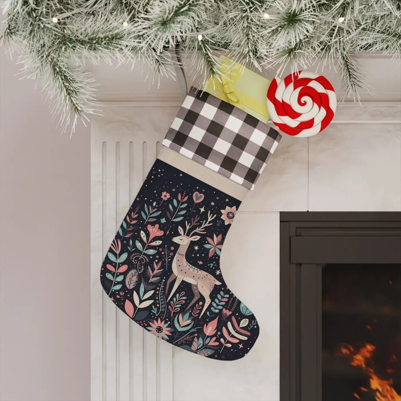 Personalized Rudolf Reindeer Christmas Stocking - DipaliZ