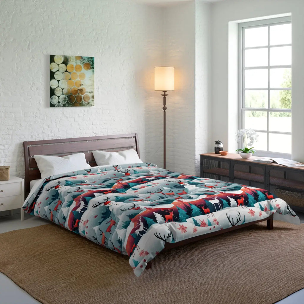 Cozy Rudolf Reindeer Comforter - Christmas Tree Design - DipaliZ