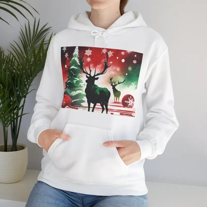Rudolf Reindeer Hooded Sweatshirt - Christmas Tree Design - DipaliZ