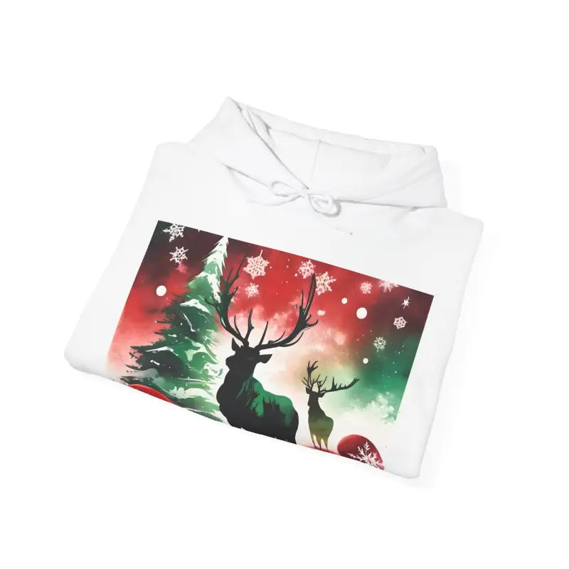 Rudolf Reindeer Hooded Sweatshirt - Christmas Tree Design - DipaliZ