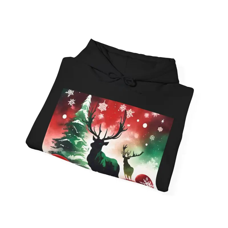Rudolf Reindeer Hooded Sweatshirt - Christmas Tree Design - DipaliZ