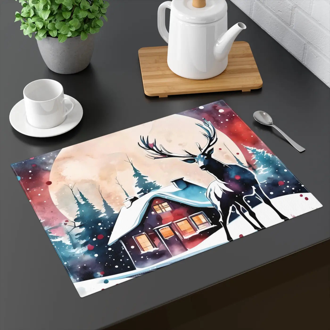 Rudolf Reindeer Placemat - Christmas Cabin Holiday Decor - DipaliZ