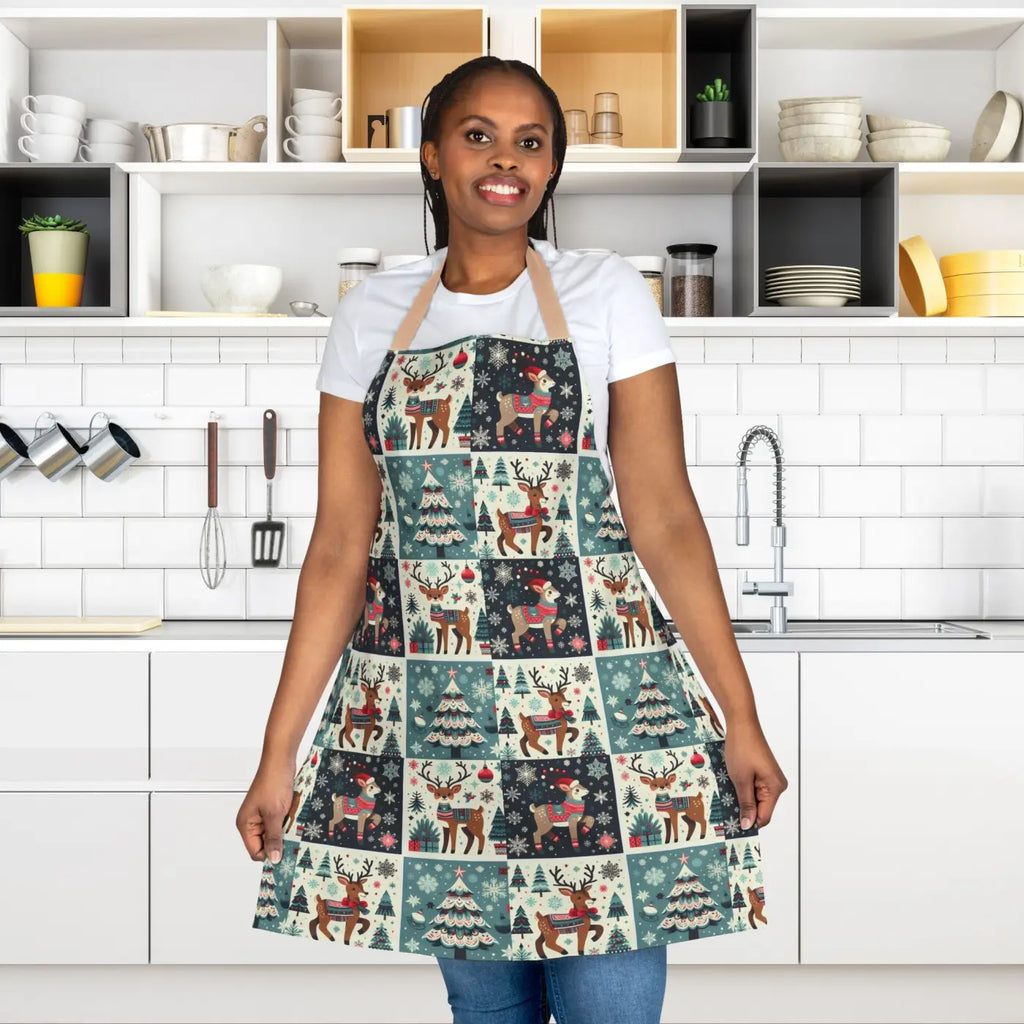 Reindeer Christmas Apron - Festive Holiday Kitchen Style - DipaliZ