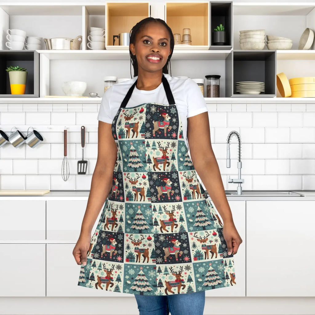 Reindeer Christmas Apron - Festive Holiday Kitchen Style - DipaliZ