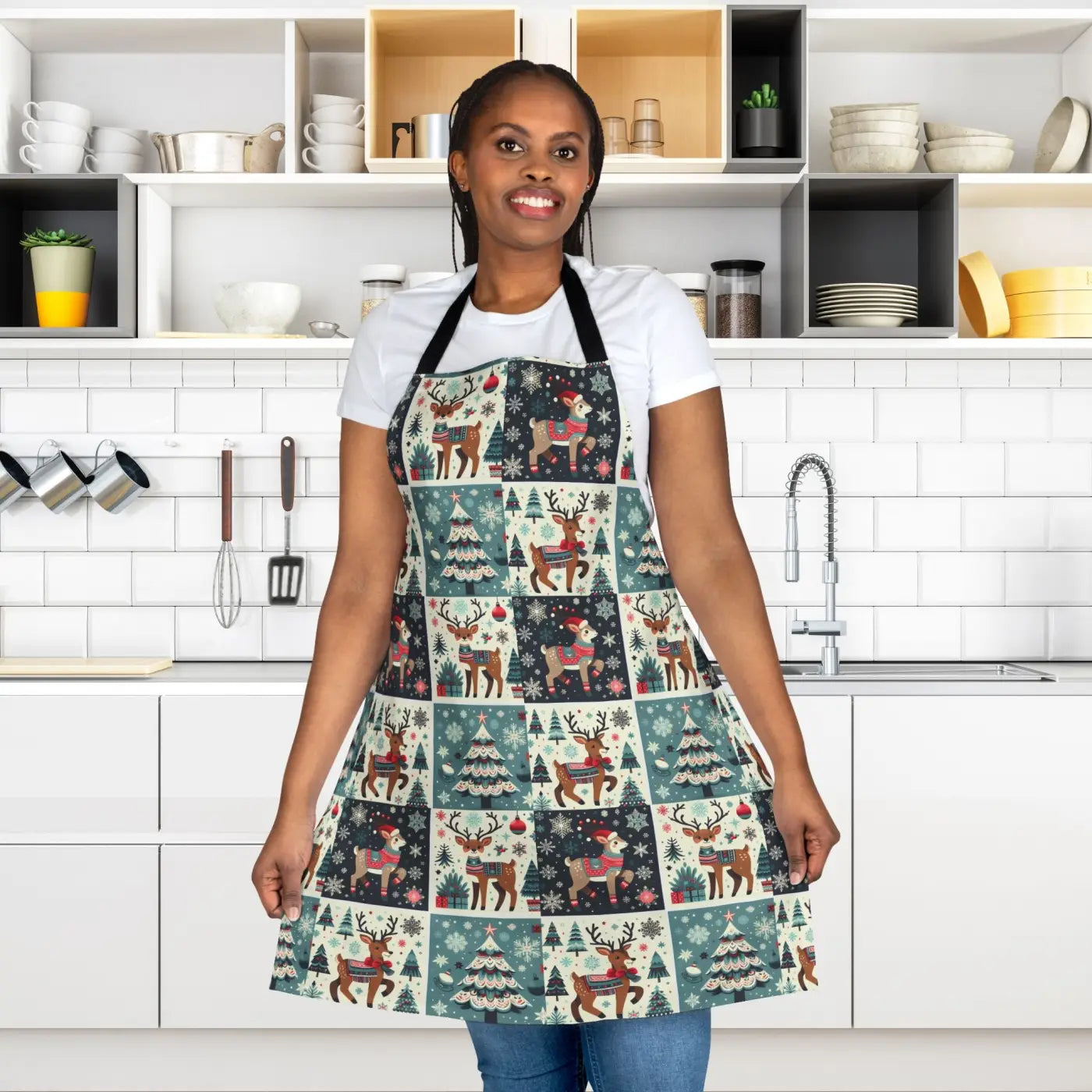 Reindeer Christmas Apron - Festive Holiday Kitchen Style - DipaliZ
