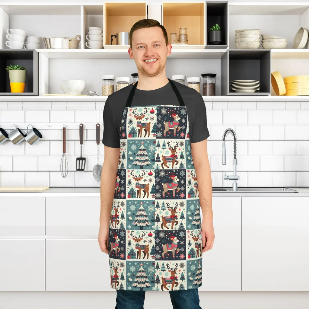 Reindeer Christmas Apron - Festive Holiday Kitchen Style - DipaliZ