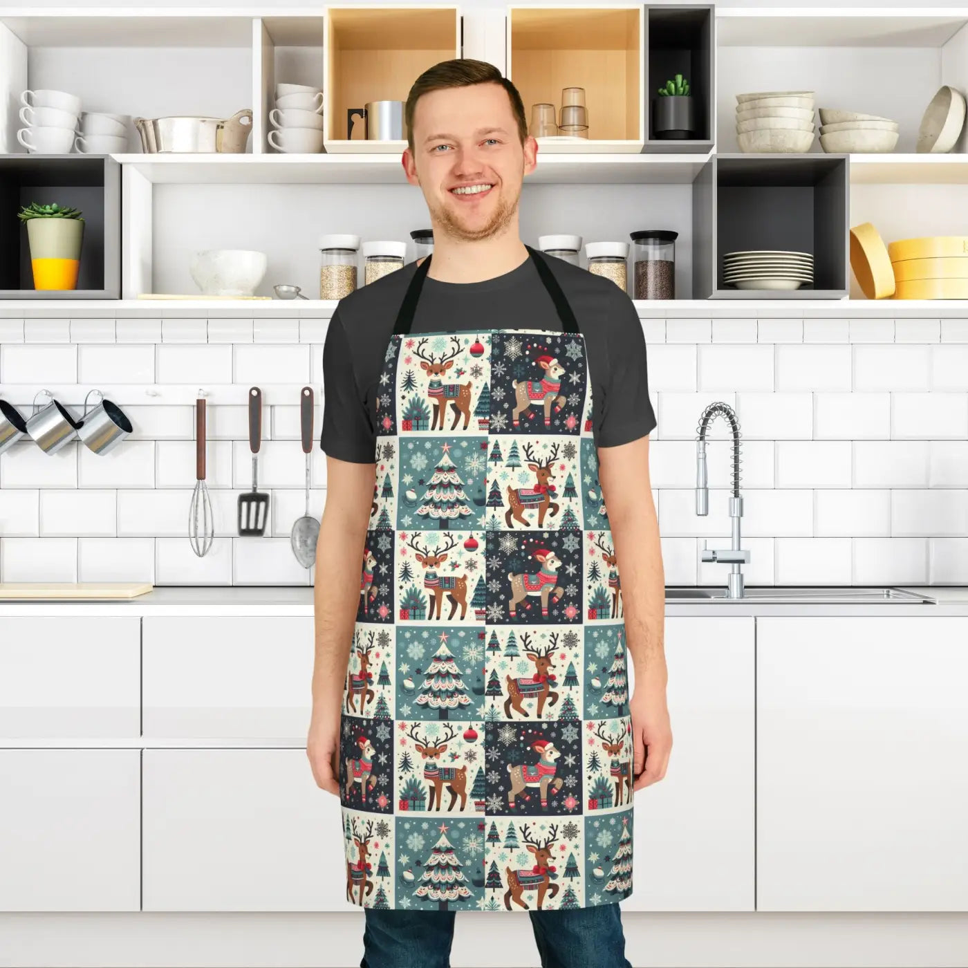 Reindeer Christmas Apron - Festive Holiday Kitchen Style - DipaliZ