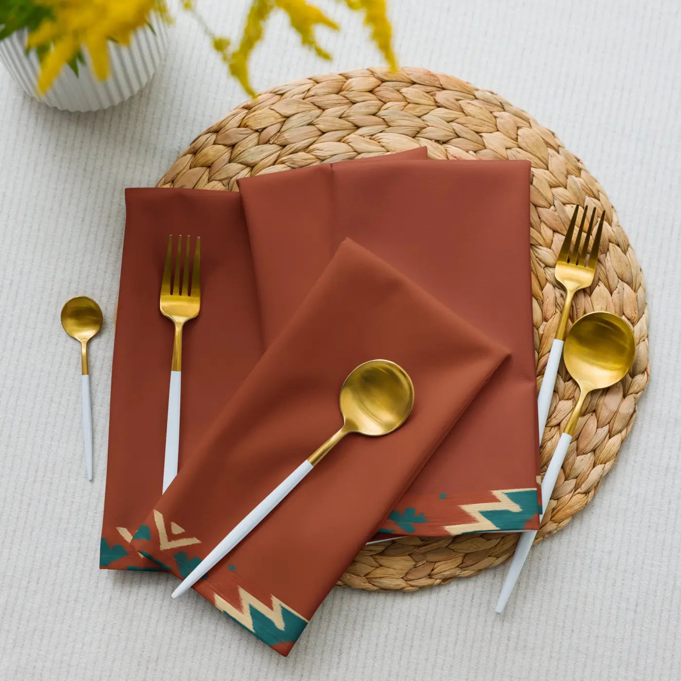 Rust Color Napkin Set - Boho Chic Cloth Napkins - DipaliZ