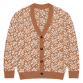 Rust Orange Floral Pattern Cardigan - Jacquard Knit - DipaliZ