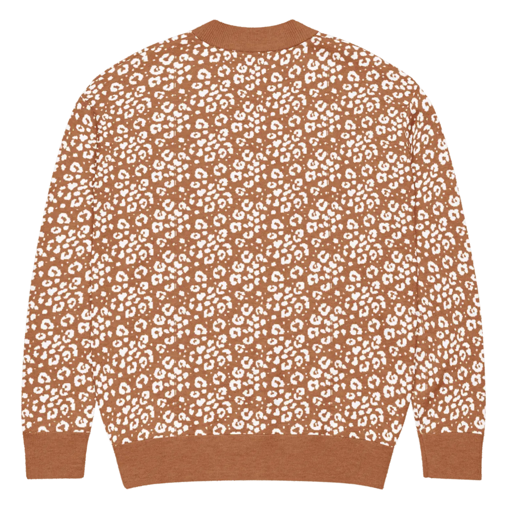 Rust Orange Floral Pattern Cardigan - Jacquard Knit - DipaliZ