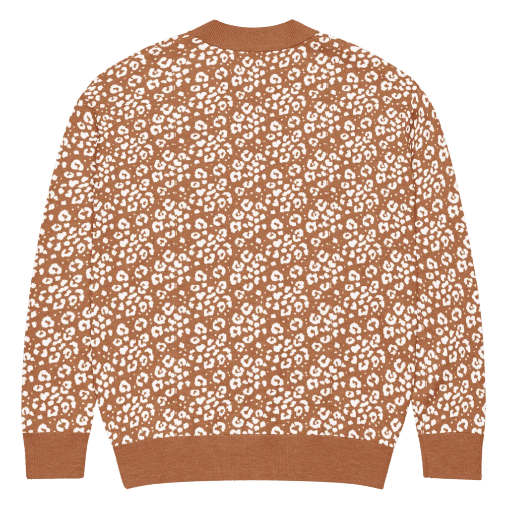 Rust Orange Floral Pattern Cardigan - Jacquard Knit - DipaliZ