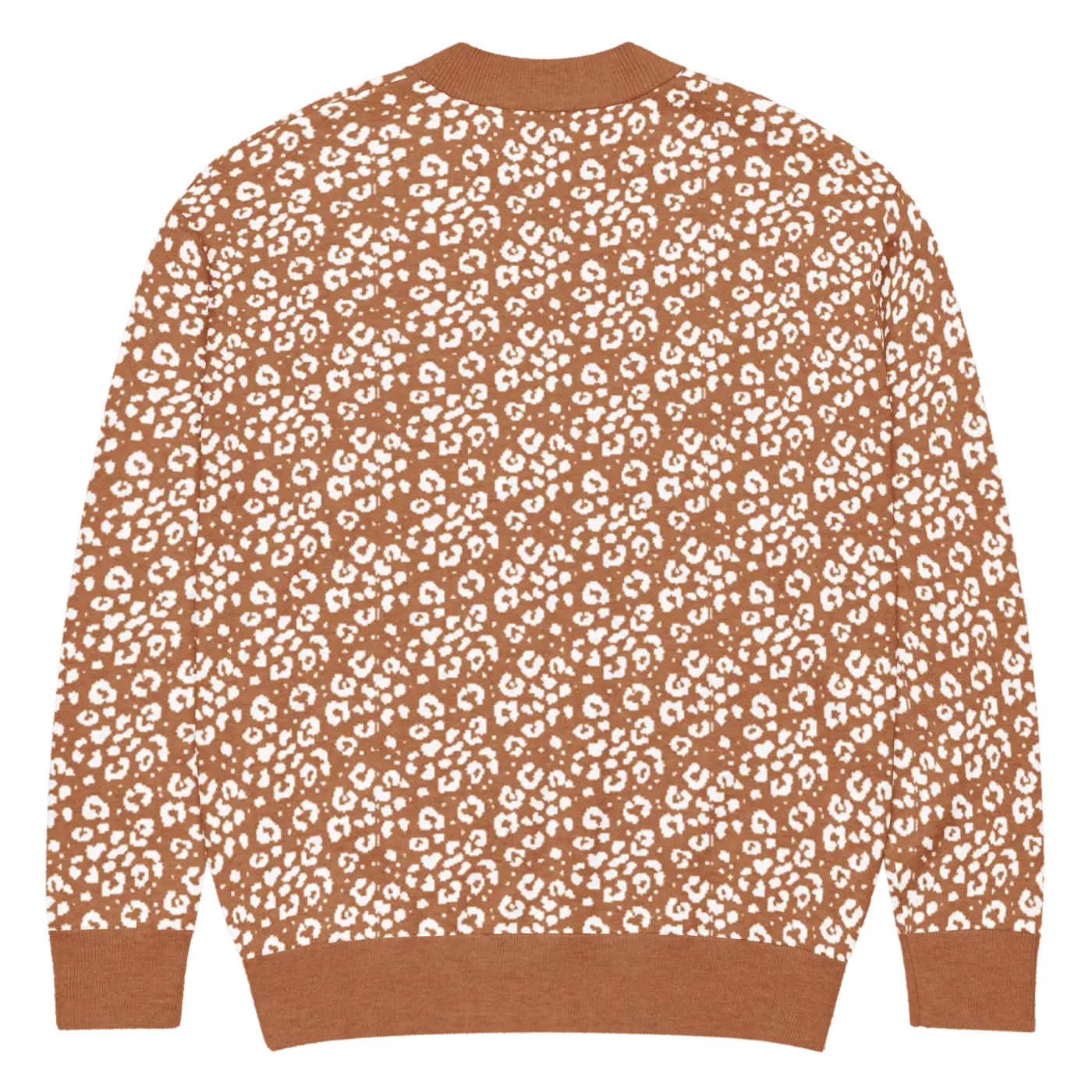 Rust Orange Floral Pattern Cardigan - Jacquard Knit - DipaliZ