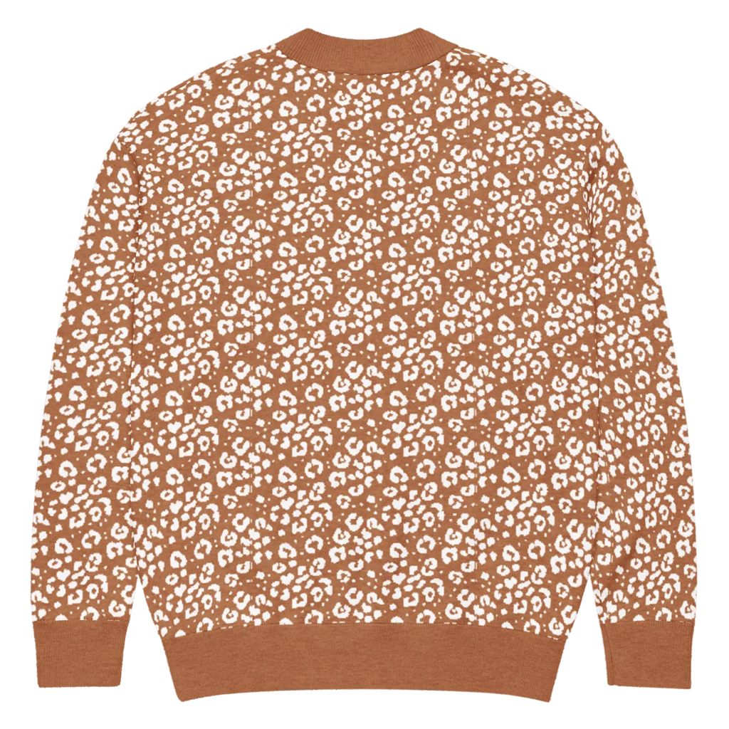 Rust Orange Floral Pattern Cardigan - Jacquard Knit - DipaliZ