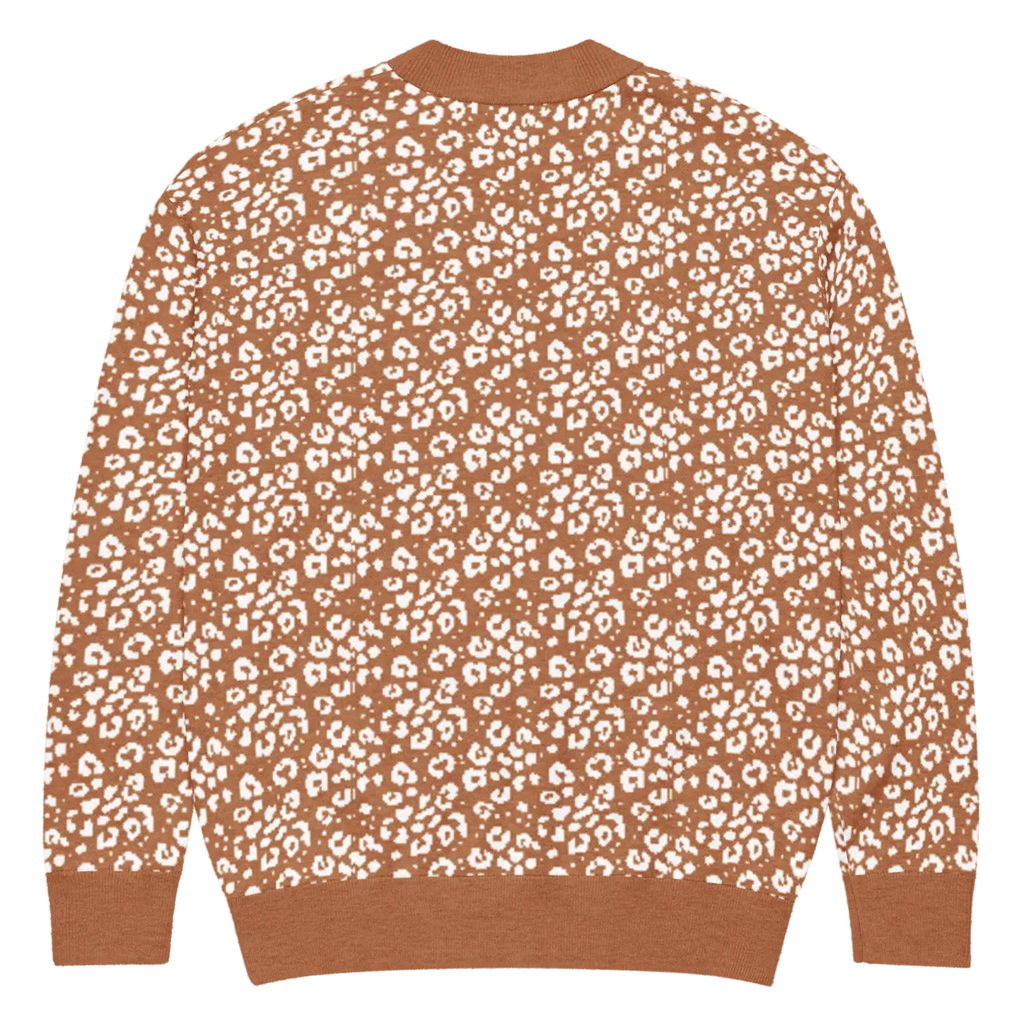 Rust Orange Floral Pattern Cardigan - Jacquard Knit - DipaliZ