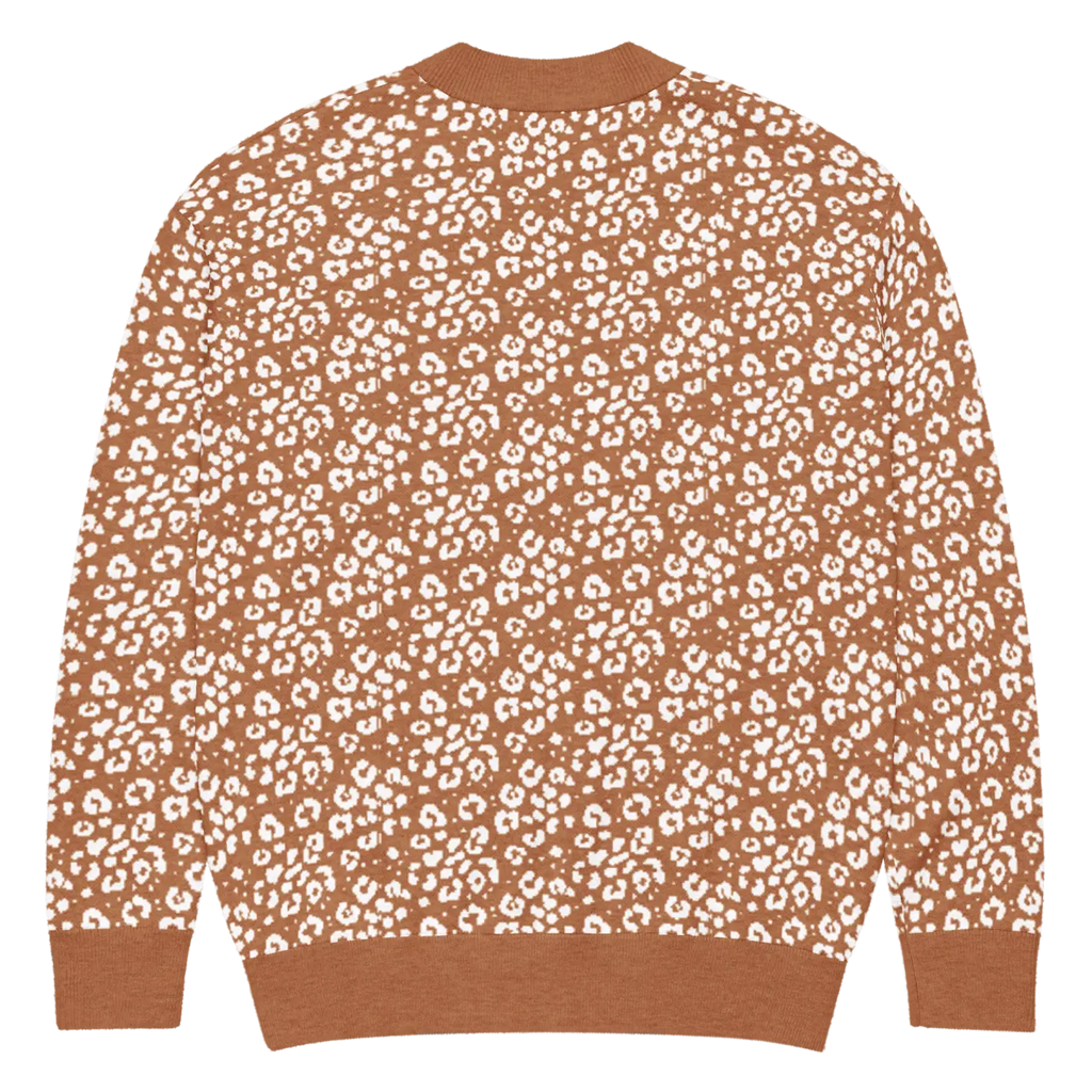 Rust Orange Floral Pattern Cardigan - Jacquard Knit - DipaliZ