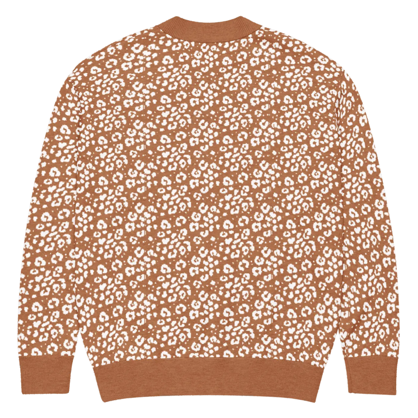 Rust Orange Floral Pattern Cardigan - Jacquard Knit - DipaliZ